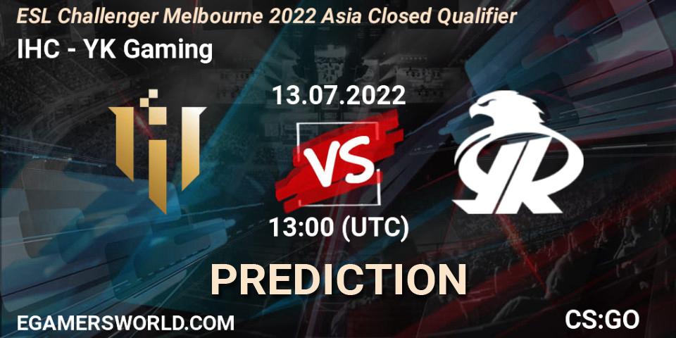 IHC - YK Gaming: прогноз. 13.07.2022 at 13:00, Counter-Strike (CS2), ESL Challenger Melbourne 2022 Asia Closed Qualifier