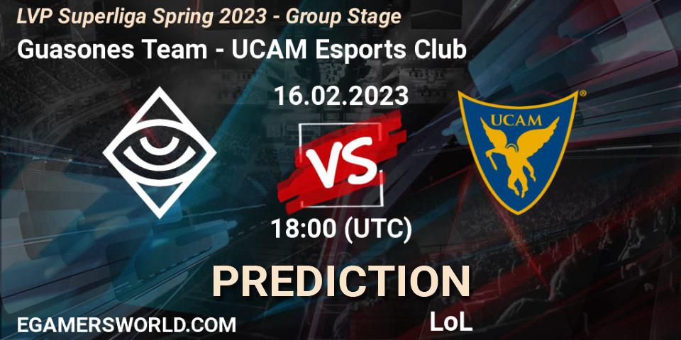 Guasones Team - UCAM Esports Club: прогноз. 16.02.2023 at 17:00, LoL, LVP Superliga Spring 2023 - Group Stage
