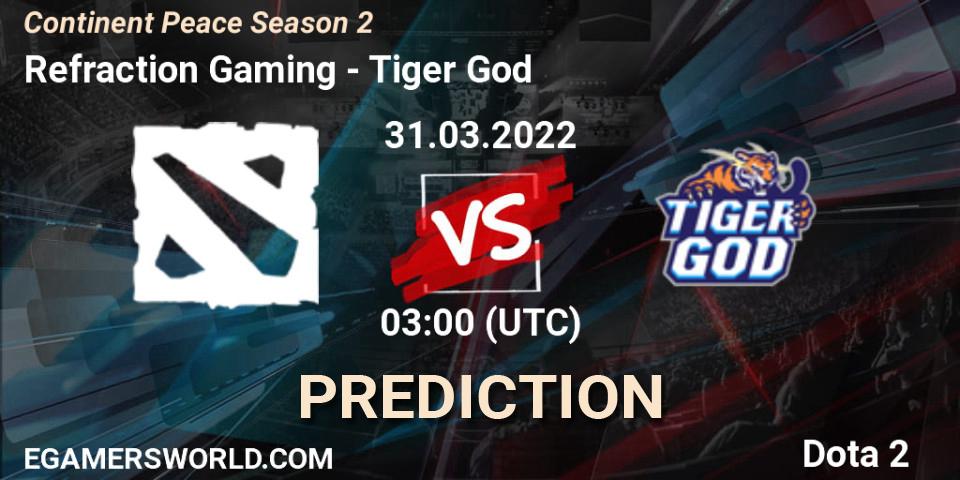 Refraction Gaming - Tiger God: прогноз. 31.03.2022 at 03:15, Dota 2, Continent Peace Season 2 