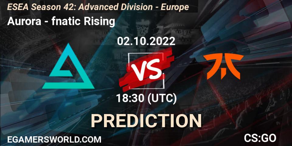Aurora - fnatic Rising: прогноз. 03.10.2022 at 17:00, Counter-Strike (CS2), ESEA Season 42: Advanced Division - Europe