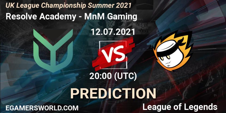Resolve Academy - MnM Gaming: прогноз. 12.07.2021 at 20:00, LoL, UK League Championship Summer 2021