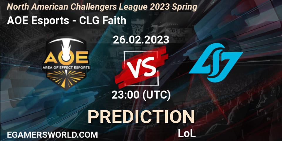 AOE Esports - CLG Faith: прогноз. 26.02.23, LoL, NACL 2023 Spring - Group Stage