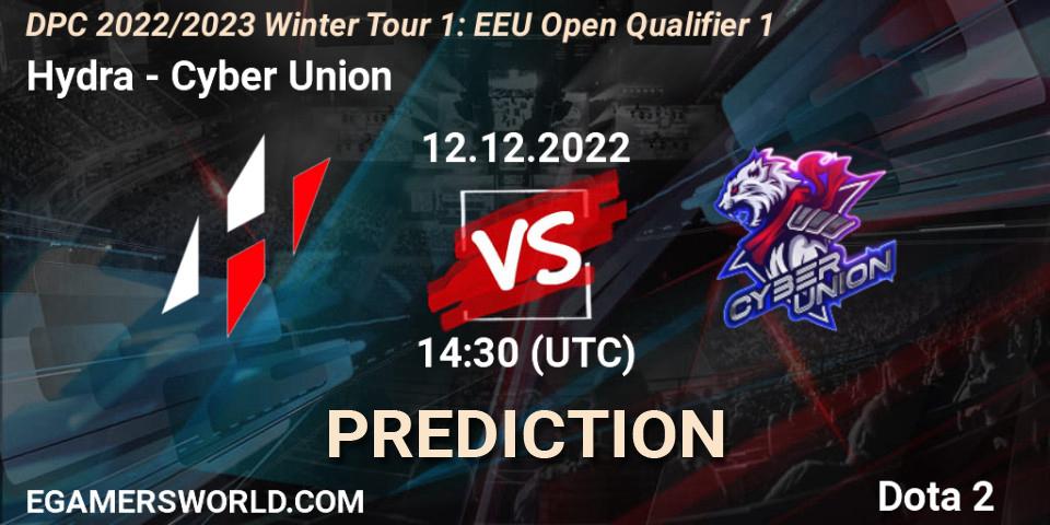 Hydra - Cyber Union: прогноз. 12.12.2022 at 14:29, Dota 2, DPC 2022/2023 Winter Tour 1: EEU Open Qualifier 1