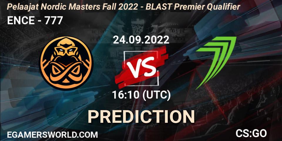 ENCE - 777: прогноз. 24.09.22, CS2 (CS:GO), Pelaajat.com Nordic Masters: Fall 2022