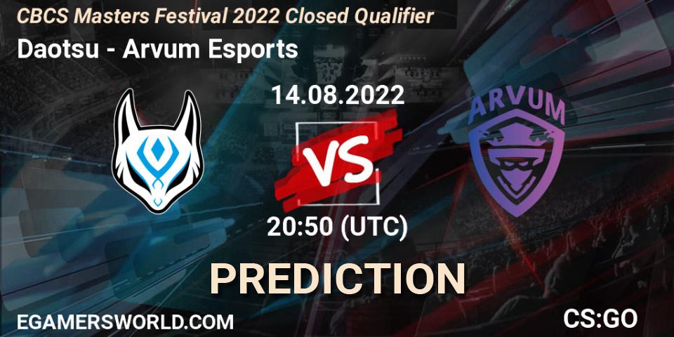 Daotsu - Arvum Esports: прогноз. 14.08.2022 at 19:35, Counter-Strike (CS2), CBCS Masters Festival 2022 Closed Qualifier