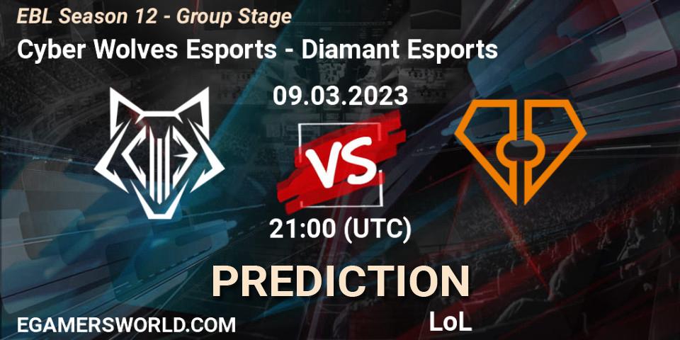 Cyber Wolves Esports - Diamant Esports: прогноз. 09.03.23, LoL, EBL Season 12 - Group Stage