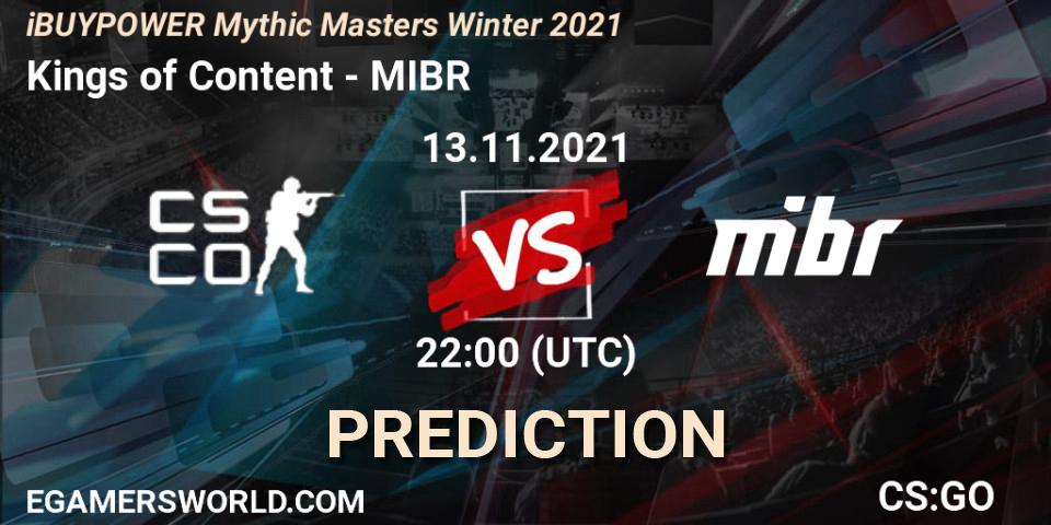 Kings of Content - MIBR: прогноз. 13.11.21, CS2 (CS:GO), iBUYPOWER Mythic Masters Winter 2021