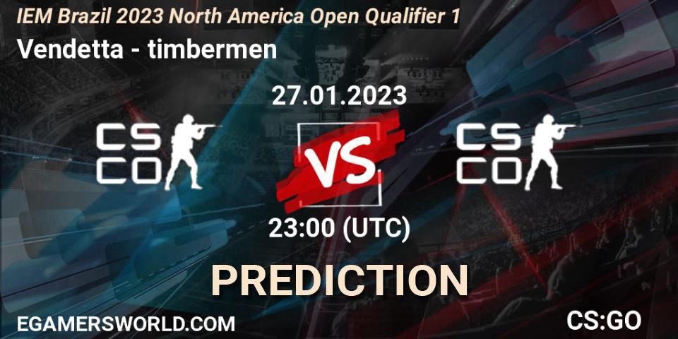 Vendetta - timbermen: прогноз. 27.01.23, CS2 (CS:GO), IEM Brazil Rio 2023 North America Open Qualifier 1