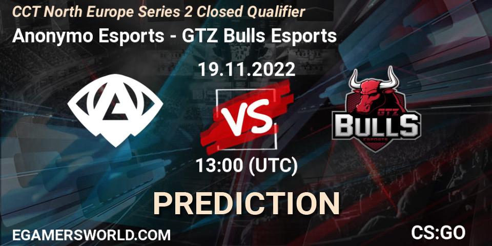 Anonymo Esports - GTZ Bulls Esports: прогноз. 19.11.22, CS2 (CS:GO), CCT North Europe Series 2 Closed Qualifier