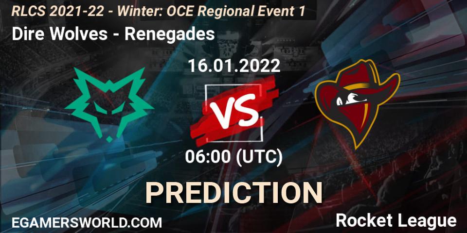 Dire Wolves - Renegades: прогноз. 16.01.22, Rocket League, RLCS 2021-22 - Winter: OCE Regional Event 1