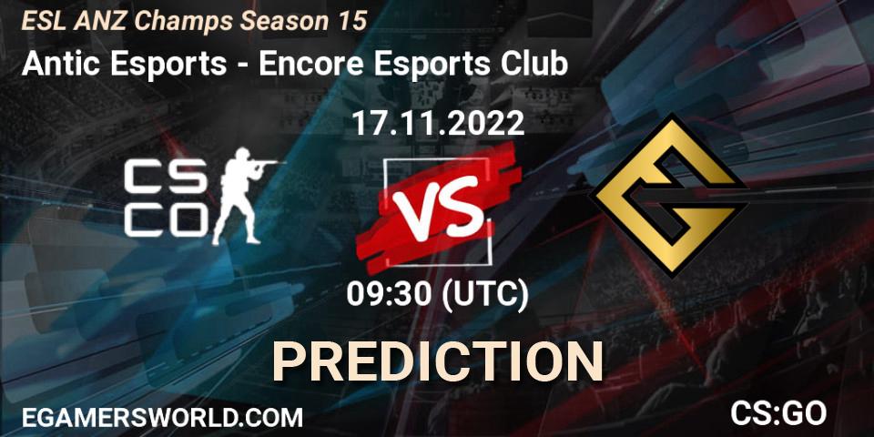 Antic Esports - Encore Esports Club: прогноз. 17.11.22, CS2 (CS:GO), ESL ANZ Champs Season 15
