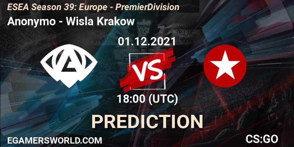 Anonymo - Wisla Krakow: прогноз. 07.12.2021 at 15:05, Counter-Strike (CS2), ESEA Season 39: Europe - Premier Division