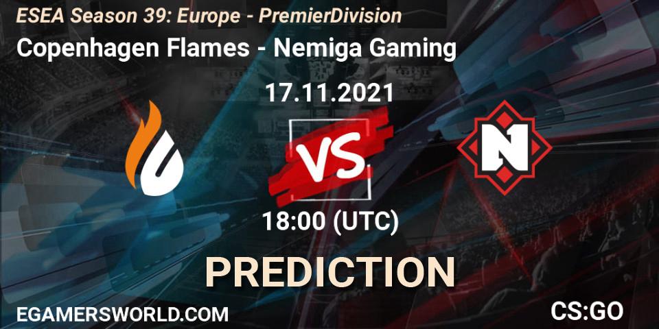 Copenhagen Flames - Nemiga Gaming: прогноз. 17.11.2021 at 18:00, Counter-Strike (CS2), ESEA Season 39: Europe - Premier Division