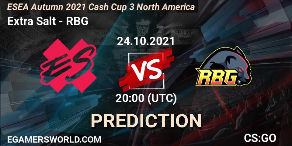 Extra Salt - RBG: прогноз. 24.10.2021 at 20:10, Counter-Strike (CS2), ESEA Cash Cup: North America - Autumn 2021 #3