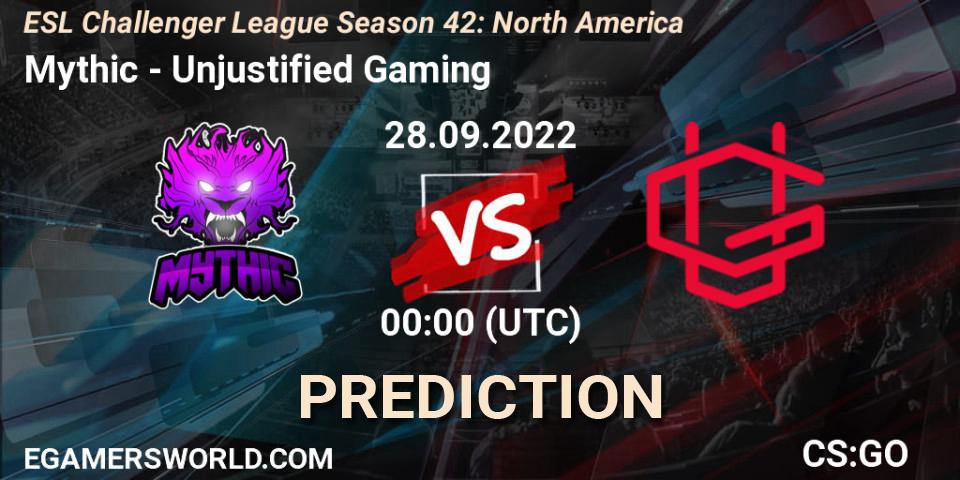Mythic - Unjustified Gaming: прогноз. 28.09.2022 at 00:00, Counter-Strike (CS2), ESL Challenger League Season 42: North America