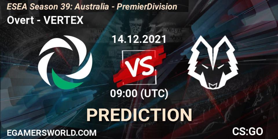 Overt - VERTEX: прогноз. 15.12.2021 at 09:00, Counter-Strike (CS2), ESEA Season 39: Australia - Premier Division