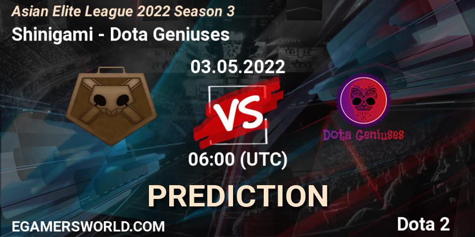 Shinigami - Dota Geniuses: прогноз. 03.05.2022 at 06:07, Dota 2, Asian Elite League 2022 Season 3