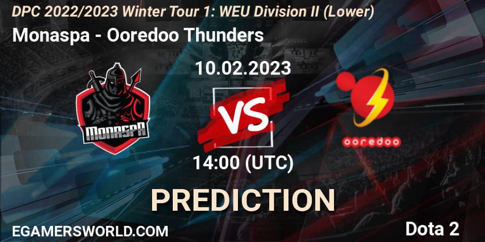Monaspa - Ooredoo Thunders: прогноз. 10.02.23, Dota 2, DPC 2022/2023 Winter Tour 1: WEU Division II (Lower)