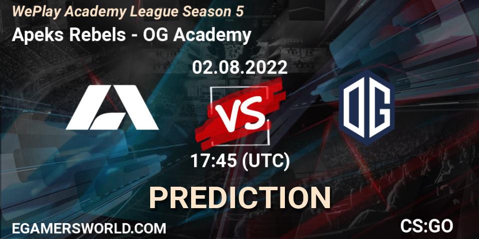 Apeks Rebels - OG Academy: прогноз. 02.08.2022 at 17:20, Counter-Strike (CS2), WePlay Academy League Season 5