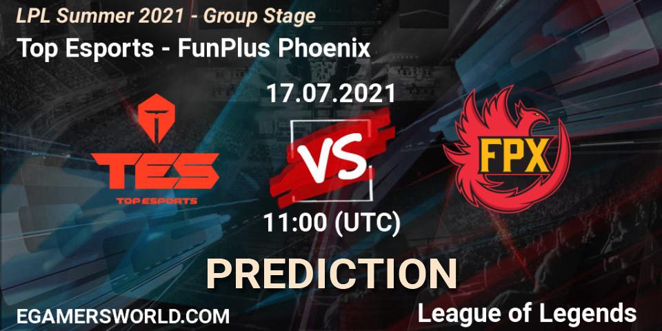 Top Esports - FunPlus Phoenix: прогноз. 17.07.2021 at 12:45, LoL, LPL Summer 2021 - Group Stage