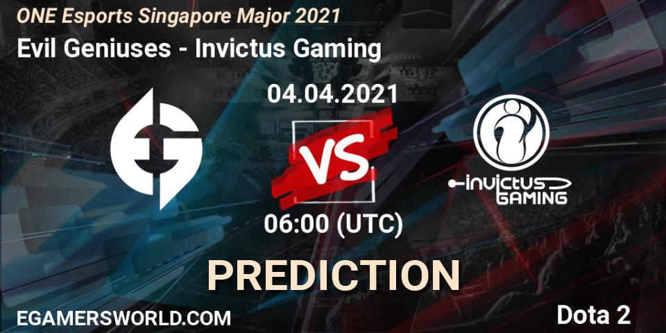Evil Geniuses - Invictus Gaming: прогноз. 04.04.21, Dota 2, ONE Esports Singapore Major 2021