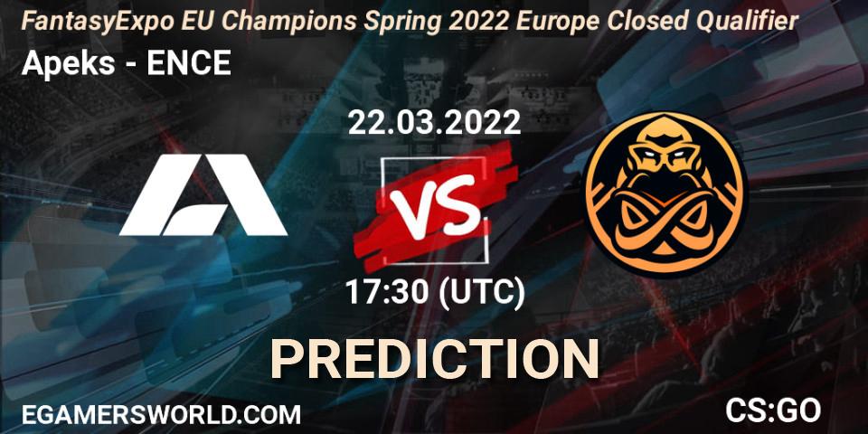 Apeks - ENCE: прогноз. 22.03.2022 at 17:30, Counter-Strike (CS2), FantasyExpo EU Champions Spring 2022 Europe Closed Qualifier