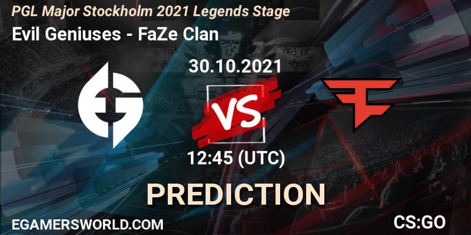 Evil Geniuses - FaZe Clan: прогноз. 30.10.2021 at 09:00, Counter-Strike (CS2), PGL Major Stockholm 2021 Legends Stage
