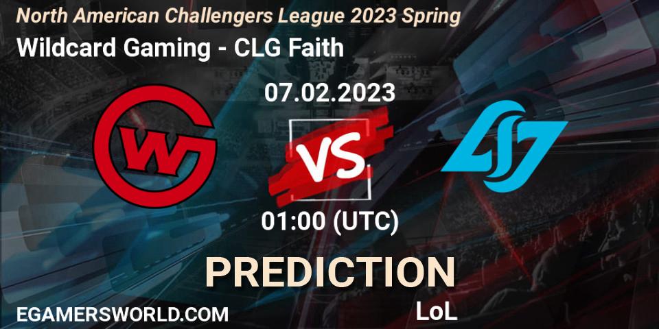 Wildcard Gaming - CLG Faith: прогноз. 07.02.2023 at 01:00, LoL, NACL 2023 Spring - Group Stage