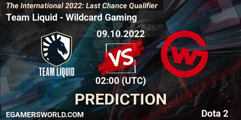 Team Liquid - Wildcard Gaming: прогноз. 09.10.2022 at 02:01, Dota 2, The International 2022: Last Chance Qualifier