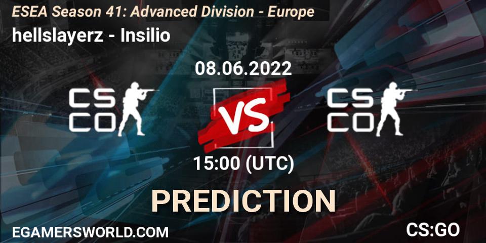 hellslayerz - Insilio: прогноз. 08.06.2022 at 15:00, Counter-Strike (CS2), ESEA Season 41: Advanced Division - Europe