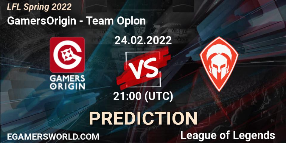 GamersOrigin - Team Oplon: прогноз. 24.02.2022 at 21:00, LoL, LFL Spring 2022