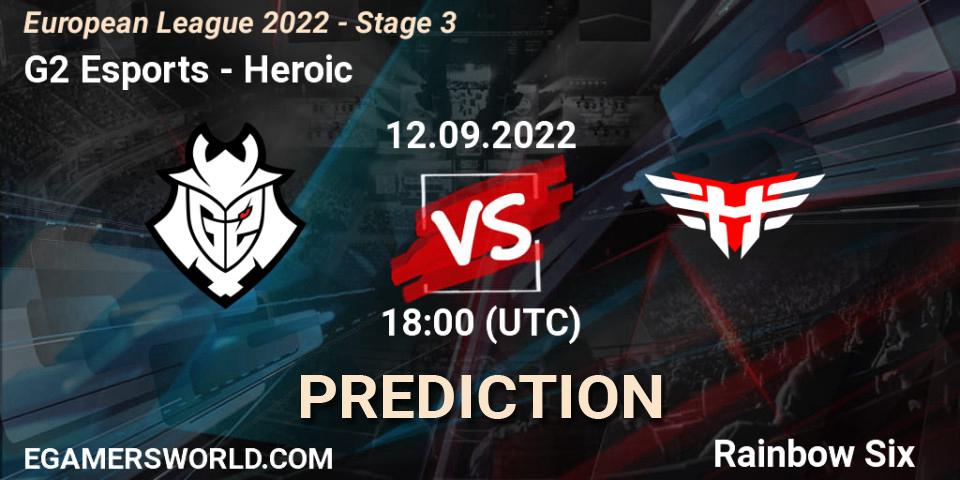 G2 Esports - Heroic: прогноз. 12.09.2022 at 18:30, Rainbow Six, European League 2022 - Stage 3