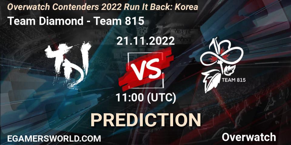 Team Diamond - Team 815: прогноз. 21.11.2022 at 11:30, Overwatch, Overwatch Contenders 2022 Run It Back: Korea