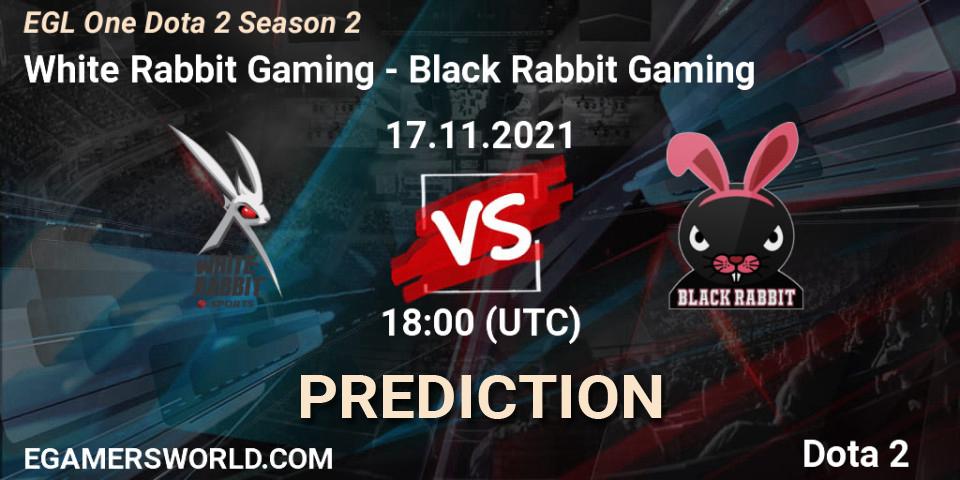 White Rabbit Gaming - Black Rabbit Gaming: прогноз. 21.11.2021 at 18:06, Dota 2, EGL One Dota 2 Season 2