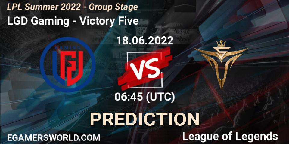 LGD Gaming - Victory Five: прогноз. 18.06.2022 at 06:45, LoL, LPL Summer 2022 - Group Stage