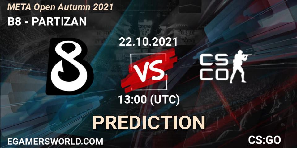 B8 - PARTIZAN: прогноз. 22.10.2021 at 13:00, Counter-Strike (CS2), META Open Autumn 2021