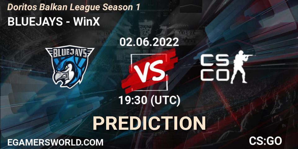 BLUEJAYS - WinX: прогноз. 02.06.2022 at 19:30, Counter-Strike (CS2), Doritos Balkan League Season 1