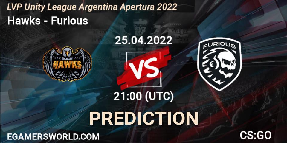 Hawks - Furious: прогноз. 25.04.22, CS2 (CS:GO), LVP Unity League Argentina Apertura 2022