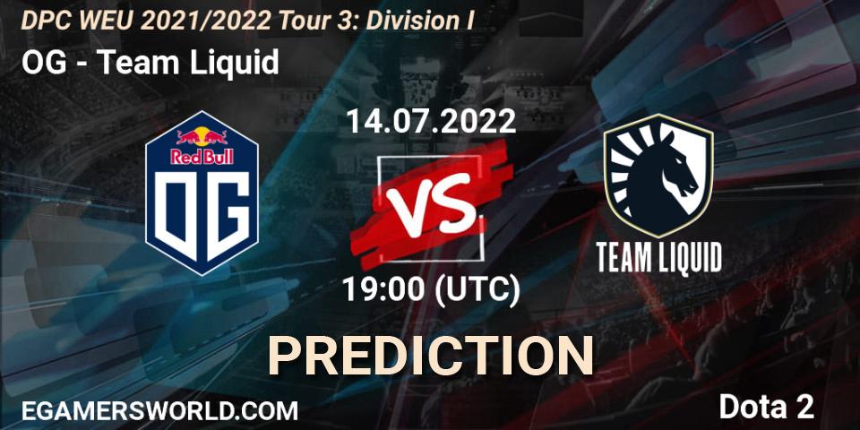 OG - Team Liquid: прогноз. 14.07.22, Dota 2, DPC WEU 2021/2022 Tour 3: Division I