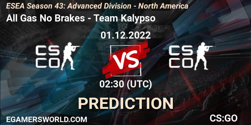All Gas No Brakes - Team Kalypso: прогноз. 01.12.22, CS2 (CS:GO), ESEA Season 43: Advanced Division - North America