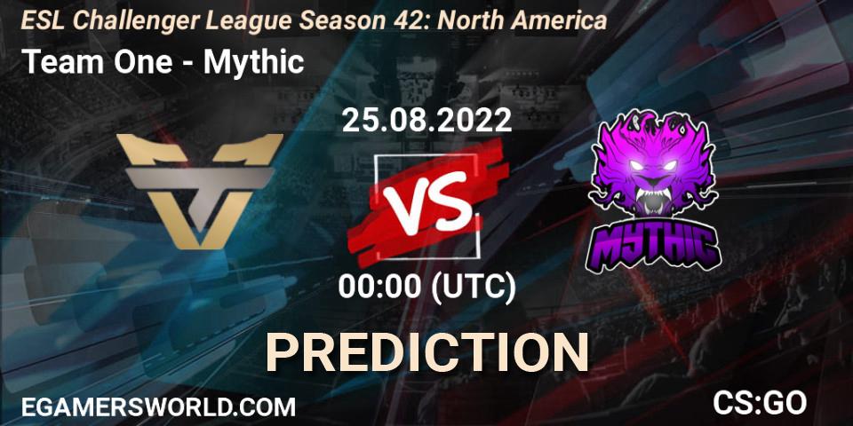 Team One - Mythic: прогноз. 25.08.2022 at 00:00, Counter-Strike (CS2), ESL Challenger League Season 42: North America