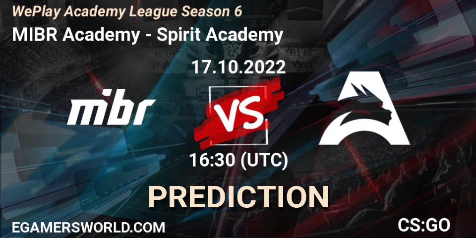 MIBR Academy - Spirit Academy: прогноз. 17.10.2022 at 15:50, Counter-Strike (CS2), WePlay Academy League Season 6