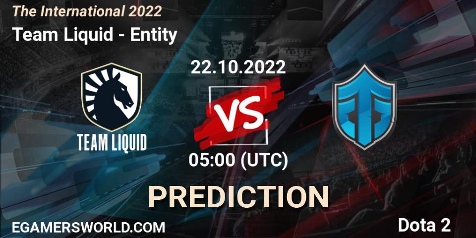 Team Liquid - Entity: прогноз. 22.10.2022 at 05:50, Dota 2, The International 2022