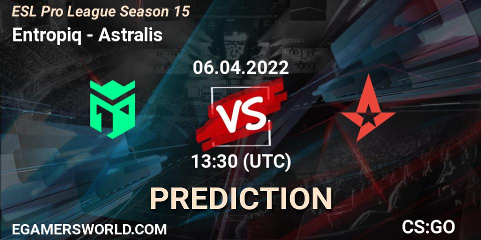 Entropiq - Astralis: прогноз. 06.04.2022 at 13:30, Counter-Strike (CS2), ESL Pro League Season 15