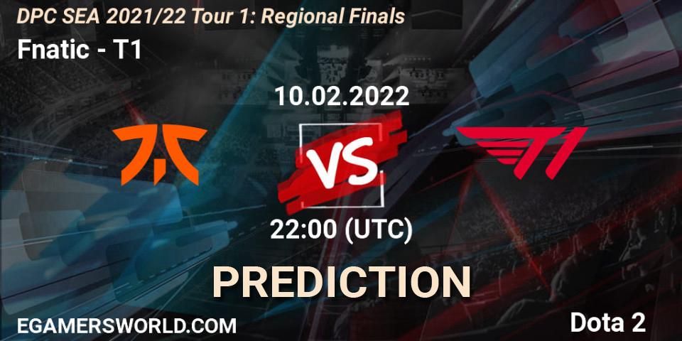 Fnatic - T1: прогноз. 11.02.2022 at 08:41, Dota 2, DPC SEA 2021/22 Tour 1: Regional Finals