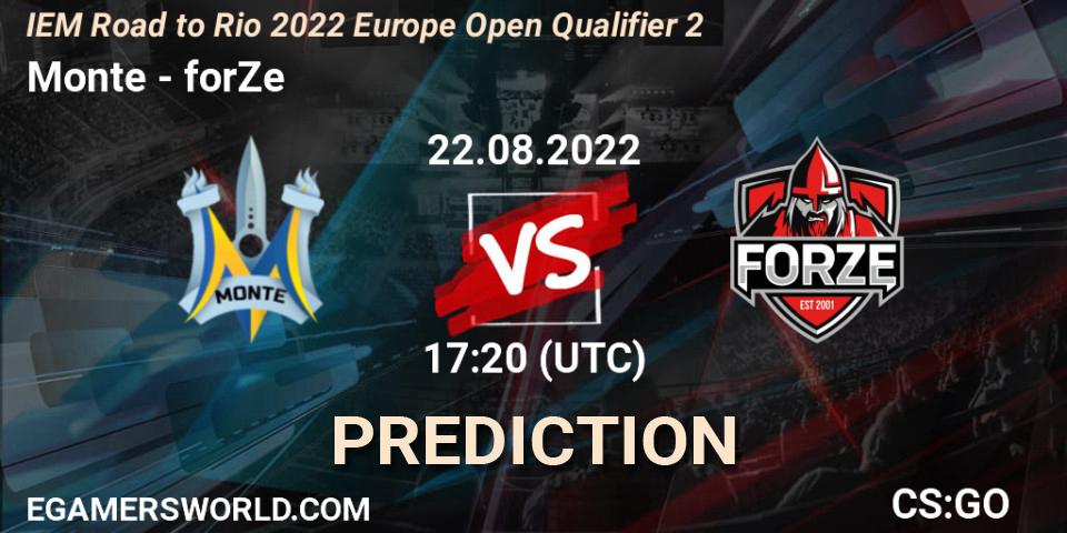 Monte - forZe: прогноз. 22.08.2022 at 17:30, Counter-Strike (CS2), IEM Road to Rio 2022 Europe Open Qualifier 2