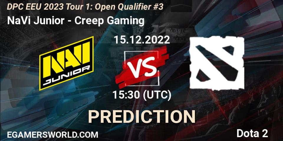 NaVi Junior - Creep Gaming: прогноз. 15.12.2022 at 15:55, Dota 2, DPC EEU 2023 Tour 1: Open Qualifier #3