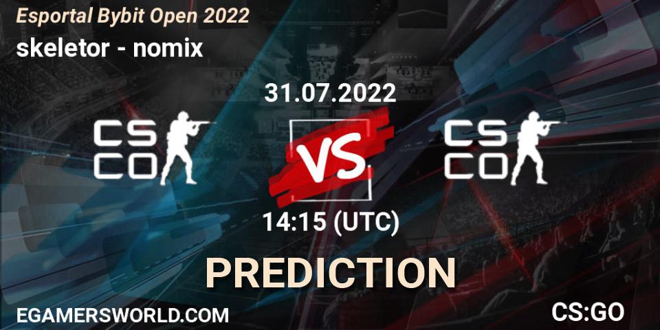 skeletor - nomix: прогноз. 31.07.2022 at 14:20, Counter-Strike (CS2), Esportal Bybit Open 2022
