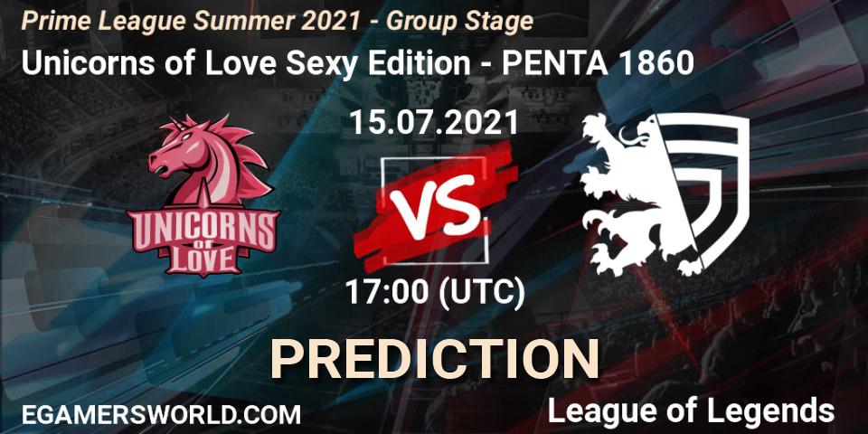 Unicorns of Love Sexy Edition - PENTA 1860: прогноз. 15.07.2021 at 17:00, LoL, Prime League Summer 2021 - Group Stage