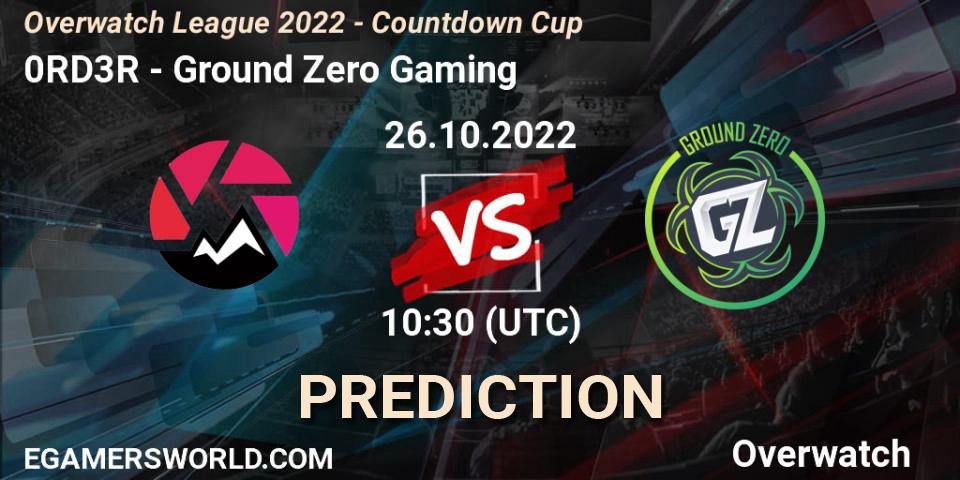 0RD3R - Ground Zero Gaming: прогноз. 26.10.2022 at 10:14, Overwatch, Overwatch Contenders 2022 Shimada Showdown - Australia/New Zealand - October